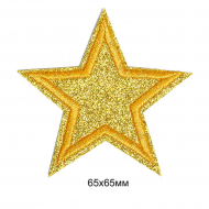 Термоаппликации вышитые арт.TBY.S59 Звезды из глиттера 10 шт 65х65 мм