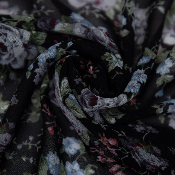 Ткань Шифон 75 г кв.м 100% полиэстер шир.145 см арт.Р.34003.01 цв.01 черный уп.30м Ткань Шифон 75 г кв.м 100% полиэстер шир.145 см арт.Р.34003.01 цв.01 черный уп.30м