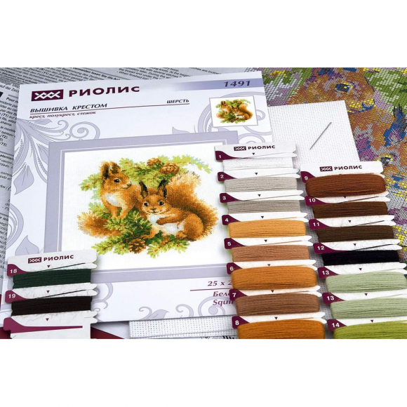 Набор для вышивания РИОЛИС арт.1491 Белочки 25х25 см