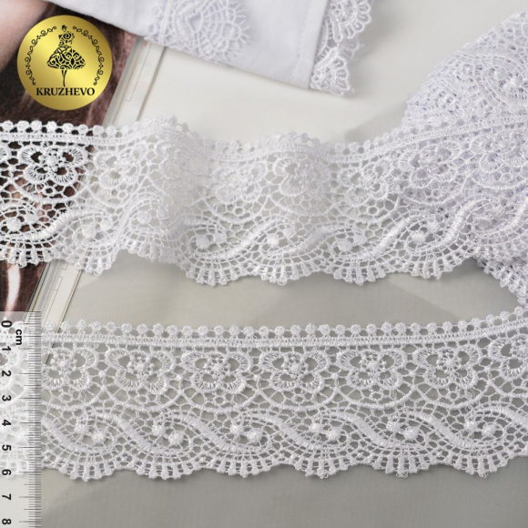 Кружево гипюр KRUZHEVO арт.TR 8GB014 шир.65мм цв.01 белый уп.9м Кружево гипюр KRUZHEVO арт.TR 8GB014 шир.65мм цв.01 белый уп.9м
