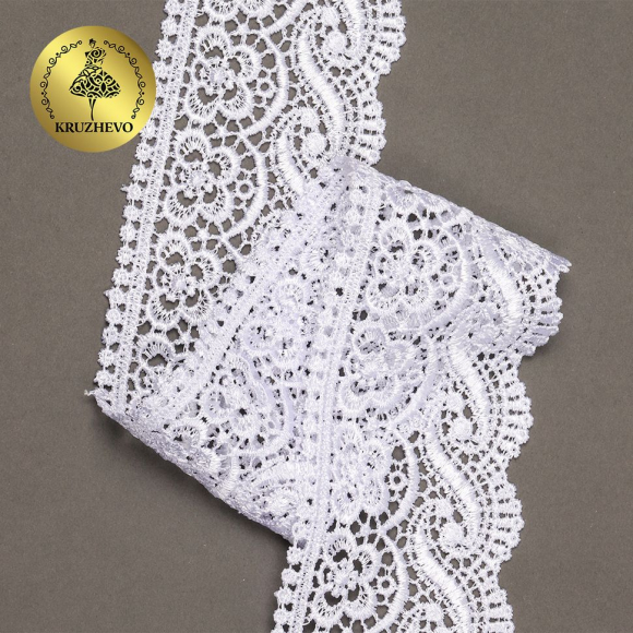 Кружево гипюр KRUZHEVO арт.TR 8GB014 шир.65мм цв.01 белый уп.9м Кружево гипюр KRUZHEVO арт.TR 8GB014 шир.65мм цв.01 белый уп.9м