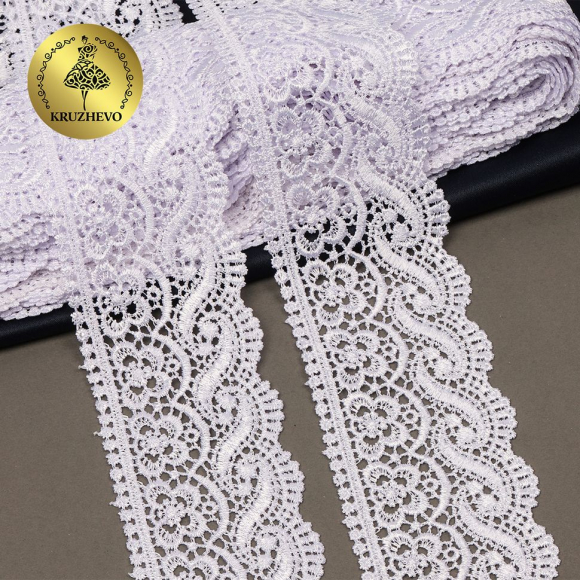Кружево гипюр KRUZHEVO арт.TR 8GB014 шир.65мм цв.01 белый уп.9м Кружево гипюр KRUZHEVO арт.TR 8GB014 шир.65мм цв.01 белый уп.9м