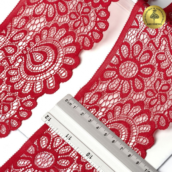 Кружево-стрейч KRUZHEVO арт.TBY.YSTL00839/N шир.90мм цв.S059 темно-красный уп.25м
