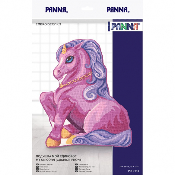 Набор для вышивания PANNA арт. PD-7143 Подушка Мой единорог 38х44 см