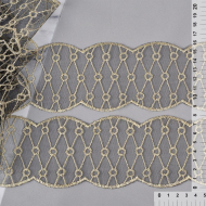 Кружево на сетке арт.TBY 10147A шир.80 мм цв.черный/золото уп.13,71м