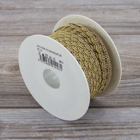 Тесьма PEGA тип отделочная, цвет бежевый с золотом, 15 мм