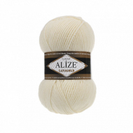 Пряжа для вязания Ализе LanaGold (49% шерсть, 51% акрил) 5х100г/240м цв.001 кремовый