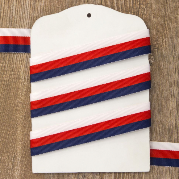 113416_Лента репсовая PEGA, цвет триколор (белый, красный, синий), 20 мм 113416_Лента репсовая PEGA, цвет триколор (белый, красный, синий), 20 мм