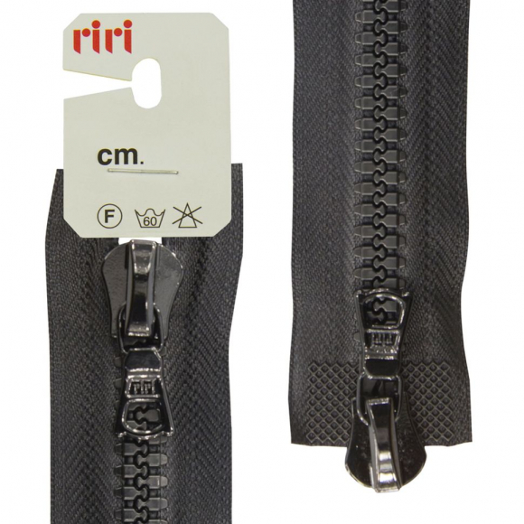 30628_Молния riri тракторная разъёмная 2 замка, 8 мм, 85 cм, цвет 2110, черный