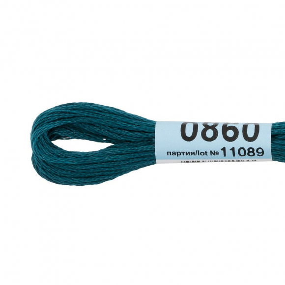 Нитки для вышивания Gamma мулине (0820-3070) 100% хлопок 24 x 8 м цв.0860 т.т.морская волна