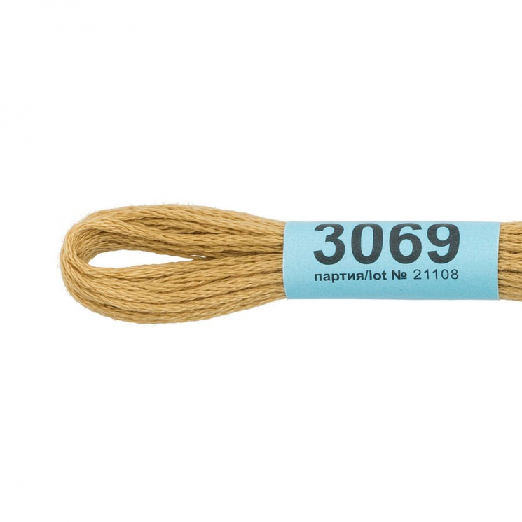 Нитки для вышивания Gamma мулине (0820-3070) 100% хлопок 24 x 8 м цв.3069 горчица