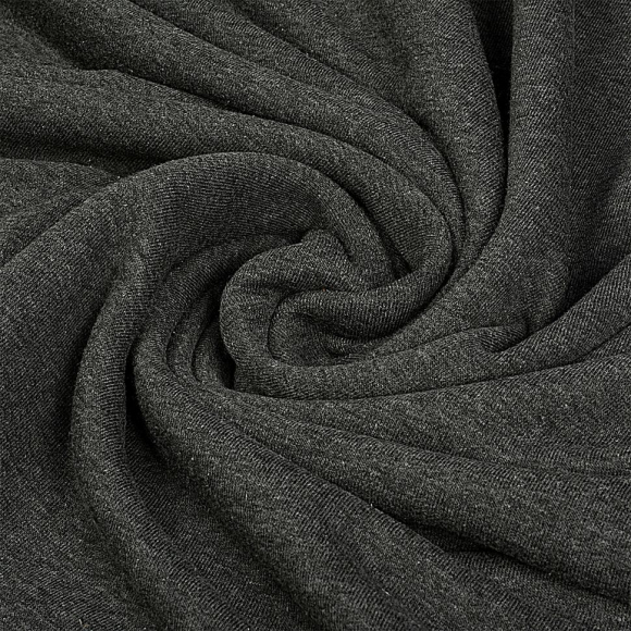 Ткань трикотаж Футер 3х нитка петля хлопок 310г пенье 180см антрацит рул.35-60м рул.35-60м