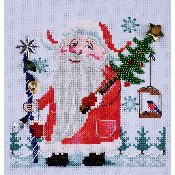 Набор для вышивания "Дед Мороз и снегирь"