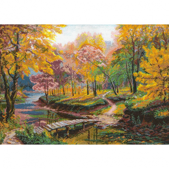 Набор для вышивания мулине НИТЕКС арт.0005 Осенняя прогулка 56х42 см
