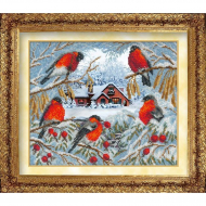 Набор для вышивания бисером РУССКАЯ ИСКУСНИЦА арт.818 КН Снегири 31х26 см