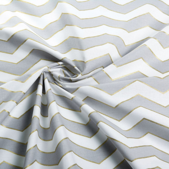 Ткань ранфорс с глитером Зиг-заг, арт.WH 20558-v03, 130г/м?,100% хлопок, шир.240см, цв.серый/золото, рул.30м Ткань ранфорс с глитером Зиг-заг, арт.WH 20558-v03, 130г/м?,100% хлопок, шир.240см, цв.серый/золото, рул.30м