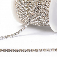 Цепь со стразами арт.TBY.01.SS10.S, цв.CRYSTAL/SILVER, 2.8 мм, уп.10 м