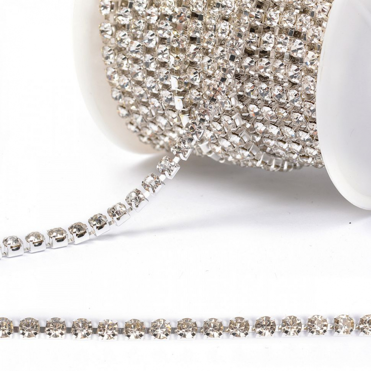 Цепь со стразами арт.TBY.01.SS10.S, цв.CRYSTAL/SILVER, 2.8 мм, уп.10 м