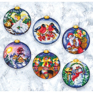 Набор для вышивания СДЕЛАЙ СВОИМИ РУКАМИ арт.Н-18 Новогодние шары 6 шт по 8х8 см