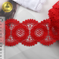 Кружево гипюр KRUZHEVO арт.TR.16GB2007 шир.90мм цв.10 красный уп.9м
