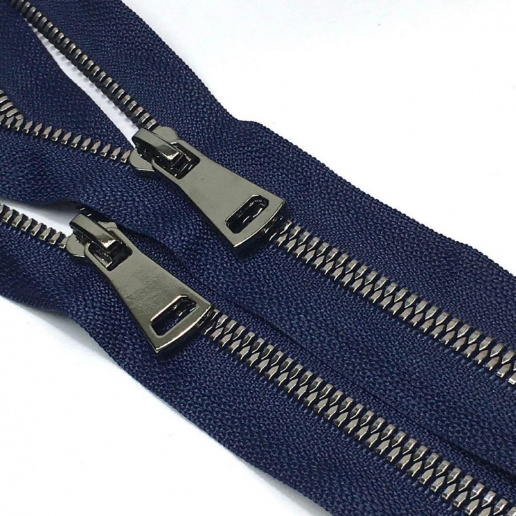 Молния трактор №5 Premium два замка 100см черный никель D919 морской синий