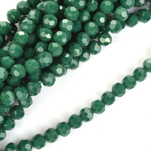 Бусины граненые Рондель (стекло) на нитях арт.TBY-R-2 10мм  цв.43 зеленый уп.30х72 бусины