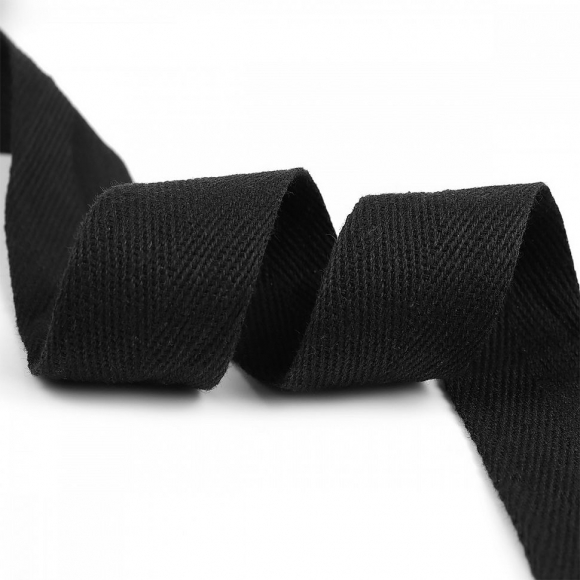 Тесьма киперная 30 мм хлопок 2,5г/см арт.TBY.CT30322 цв.F322 черный  уп.50м