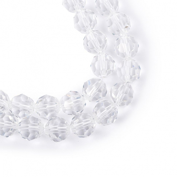 Бусины граненые Рондель (стекло) на нитях арт.TBY-R-2 10мм  цв.01 прозрачный уп.1х72 бусины