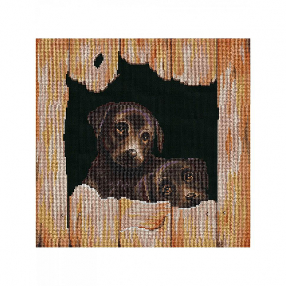 Набор для вышивания мулине НИТЕКС арт.0129 Щенки 29х28 см
