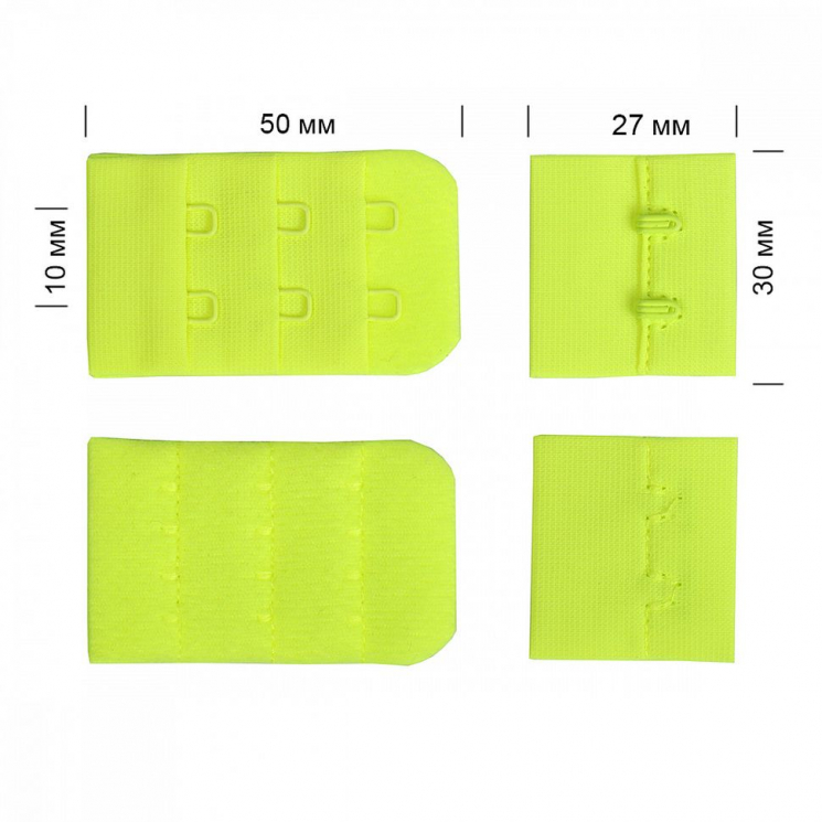 Застежка с крючками 3х2 для бюстгальтера TBY.3F229 3см цв.F229 зелено-желтый неон уп.100шт