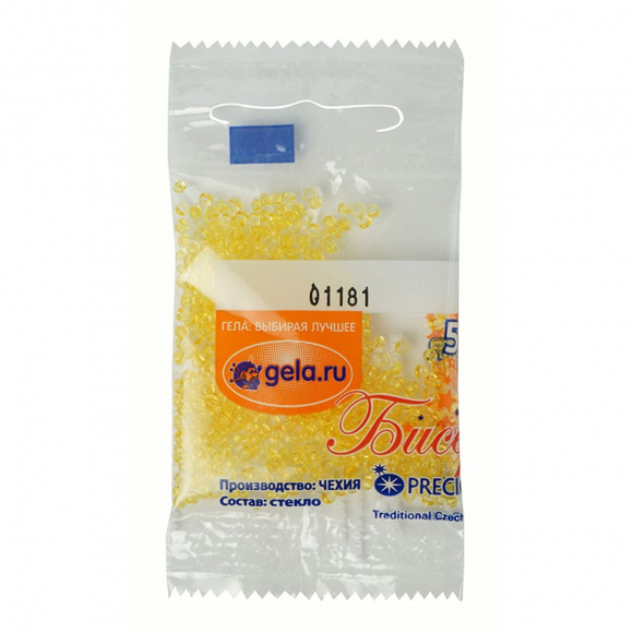 Бисер Preciosa №10, 5 г., цвет №01181 желтый золь-гель прозрачный