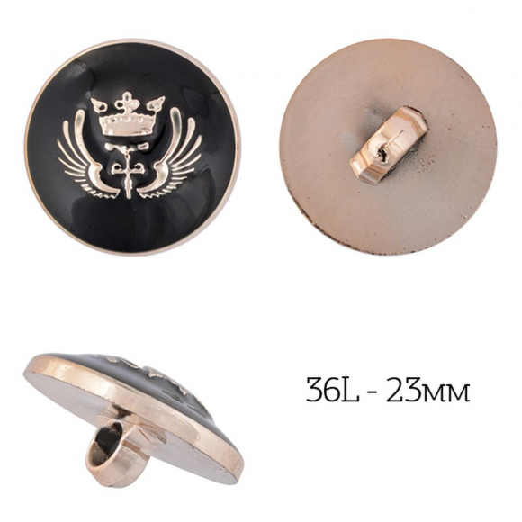 Пуговицы пластик TBY.27 цв. золото/черный 36L-22мм, на ножке, 50шт