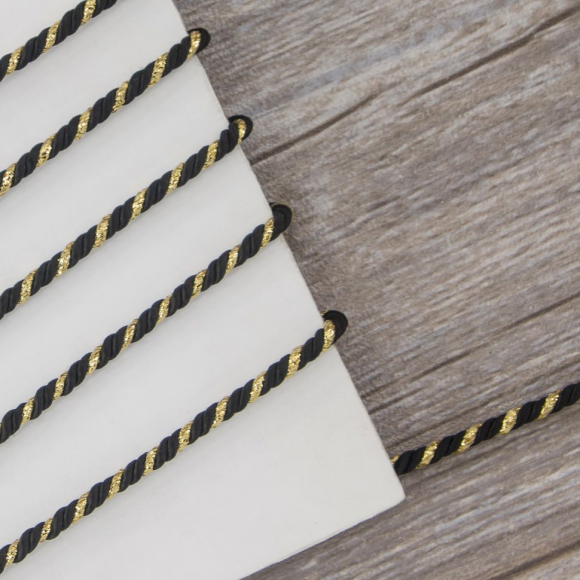 Шнур витой PEGA, черный, 4 мм