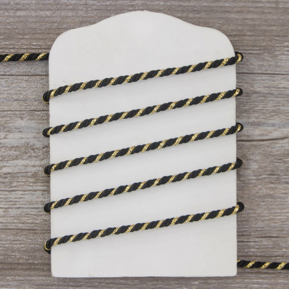 Шнур витой PEGA, черный, 4 мм