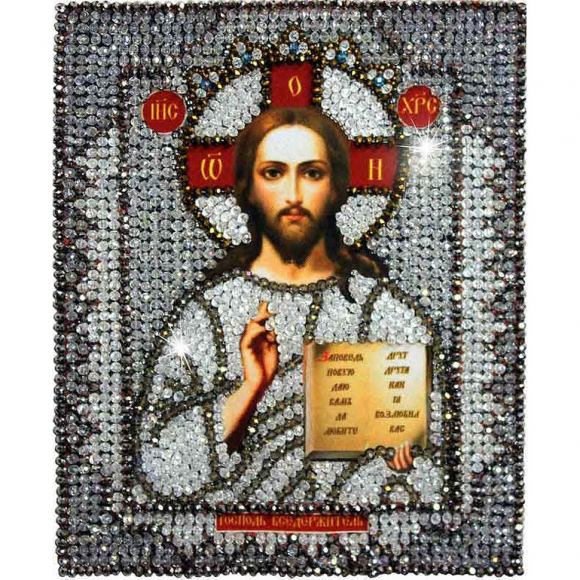 Набор для вышивания хрустальными бусинами ОБРАЗА В КАМЕНЬЯХ арт. 7703 Господь Вседержитель 18х22,5 см