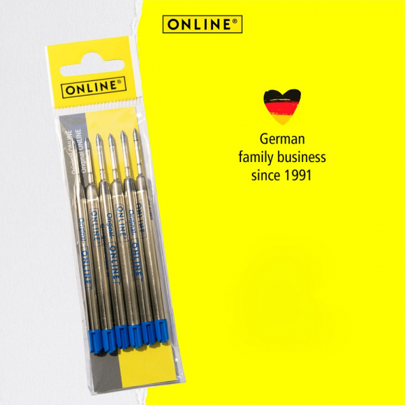 189543_Набор стержней для шариковых ручек "International King Size Refill", 9 см, синие, 6 шт.