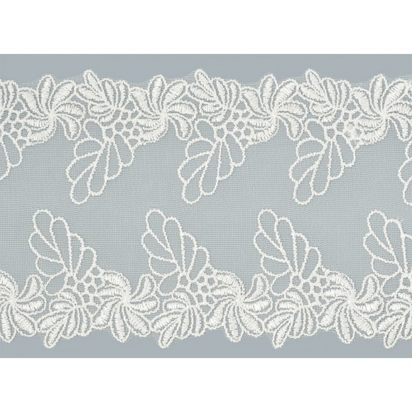 Кружево на сетке арт.TBY F5168-2 шир.120мм цв.белый уп.13,71м Кружево на сетке арт.TBY F5168-2 шир.120мм цв.белый уп.13,71м
