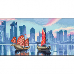 Алмазная мозаика Ah5490 Лодки драконов 30х60
