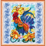 Набор для вышивания бисером АБРИС АРТ арт. AM-134 Ку-ка-ре-ку 15х15см