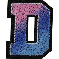 Термоаппликация "Буква D пестро-синяя"