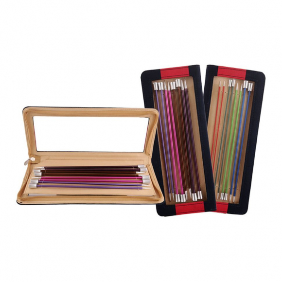 47407 Knit Pro Набор прямых спиц для вязания длиной 35см Zing 2,5мм, 3мм, 3,5мм, 4мм, 4,5мм, 5мм, 5,5мм, 6мм, алюминий, 8 видов спиц