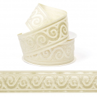 Лента (тесьма) жаккардовая арт.VB.101354 шир. 35мм цв.крем уп.10 м