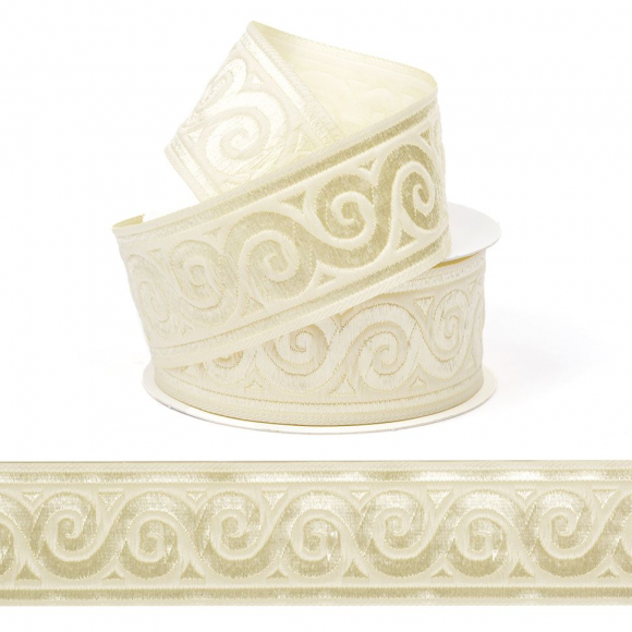 Лента (тесьма) жаккардовая арт.VB.101354 шир. 35мм цв.крем уп.10 м