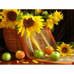 Алмазная мозаика Ah35731 Подсолнухи и яблоки 30х40