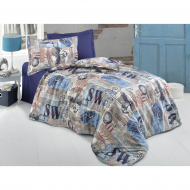 Ткань ранфорс Путешествие, арт.SL-G10882-2, 100% хлопок, шир.240см, цв.голубой, рул.30м