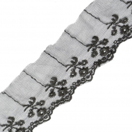 Кружево на сетке арт.TBY G1164 шир.50мм цв.черный уп.13,71м
