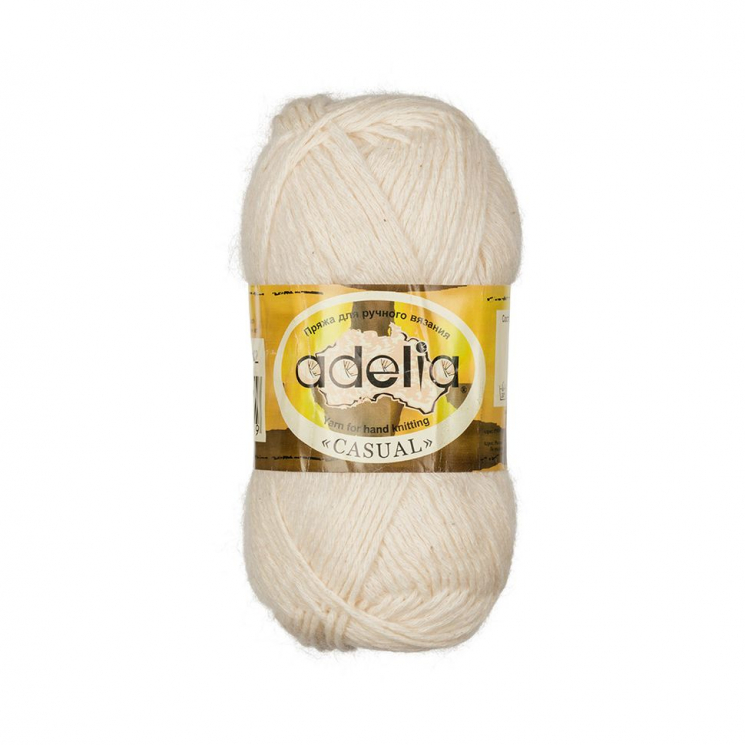 Пряжа ADELIA CASUAL (72% хлопок, 28% акрил) 10х50г/130м цв.02 БЕЛЫЙ