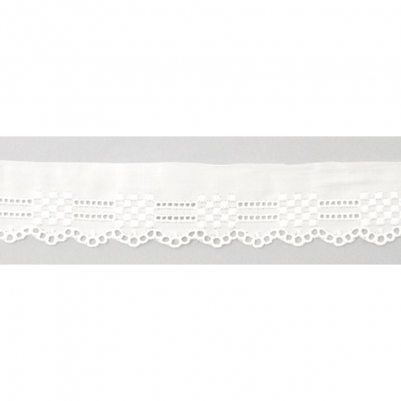 Шитье-вышивка на батисте, 25 мм, цвет белый Шитье-вышивка на батисте, 25 мм, цвет белый