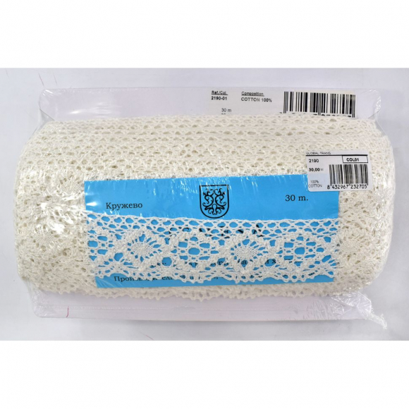 Хлопковое кружево, 40 мм, цвет белый