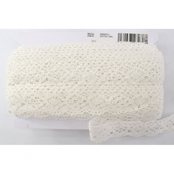 Хлопковое кружево, 40 мм, цвет белый